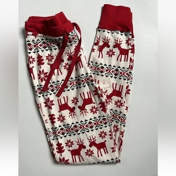 Hanna Andersson Reindeer Snowflake Christmas Pajama Jogger Pants Size XS - Picture 1 of 3